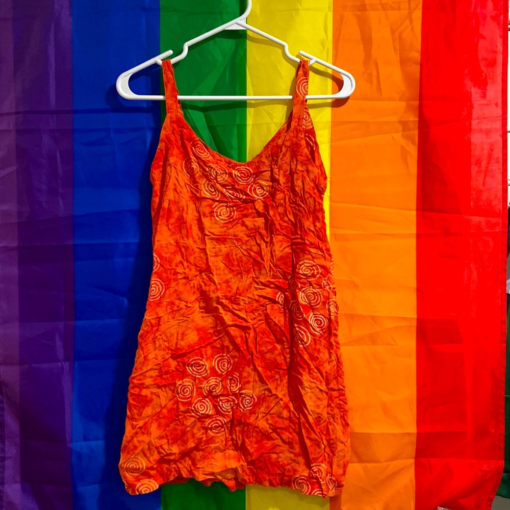 super cute (wrinkly) orange tie dye mini dress by blue planet
